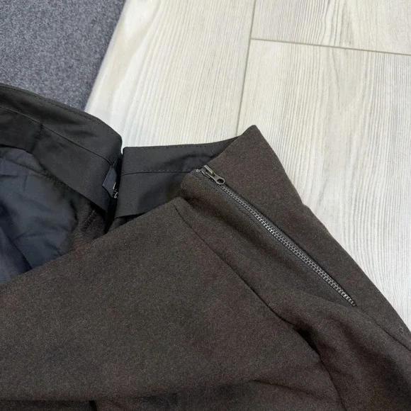 Lot Of 2 L'Eicnecra Casual Women's 36x23 Wool Cropped Pants Wide Leg Brown Gray
